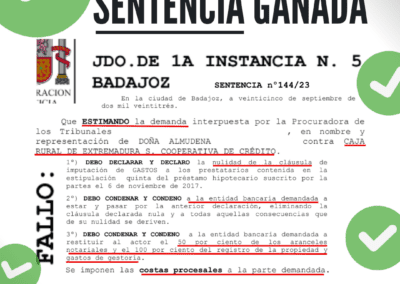 Gastos Hipotecarios frente a Caja Rural Extremadura 2023 abogadosgastos.com