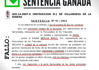 Sentencia ganada de gastos hipotecarios en Algeciras 2023